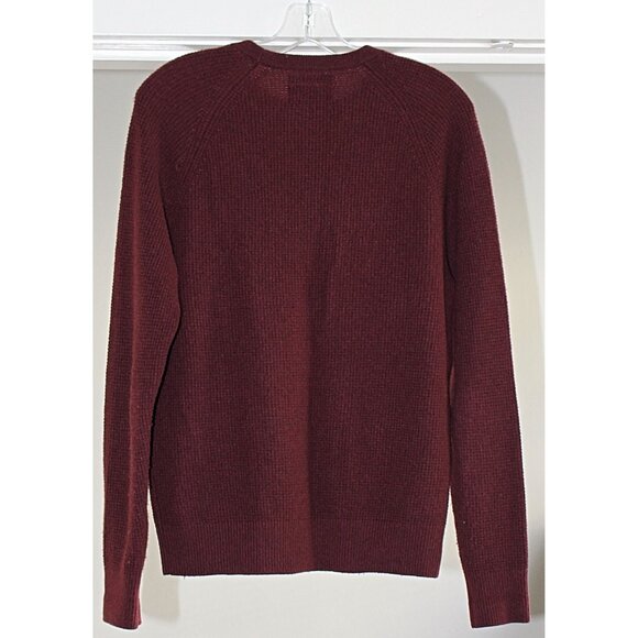Nordstrom Men's Shop -100% Cashmere Waffle-Knit Crewneck in Dark Red, S oversize - Picture 6 of 11